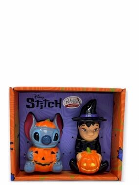 NEW Disney Lilo And Stitch Halloween Salt & Pepper Shakers Witch & Pumpkin 🎃